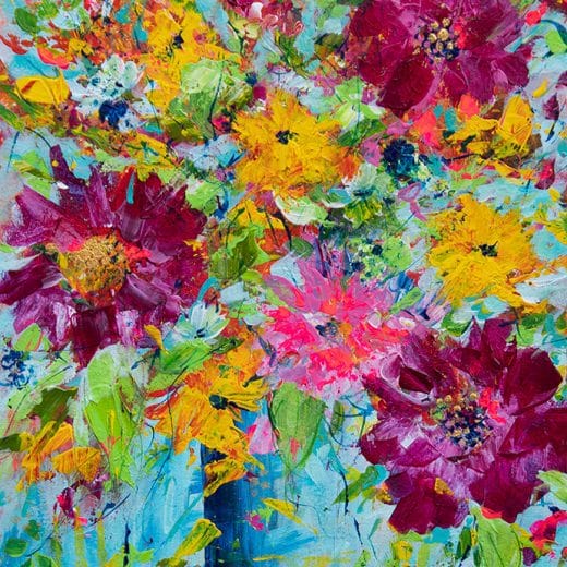 Vibrant impressionist painting of a bouquet of flowers