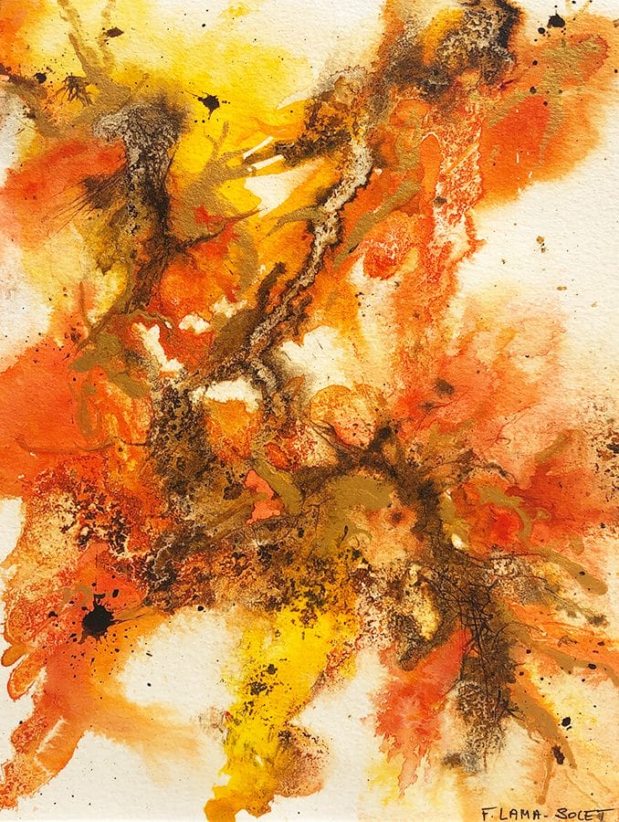 Contemporary original abstract painting on watercolor paper size 8" x 10"