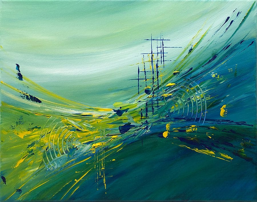 Contemporary original abstract painting on canvas size 11" x 14"