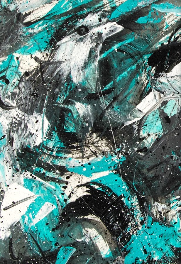 Contemporary expressive abstract painting on watercolor paper