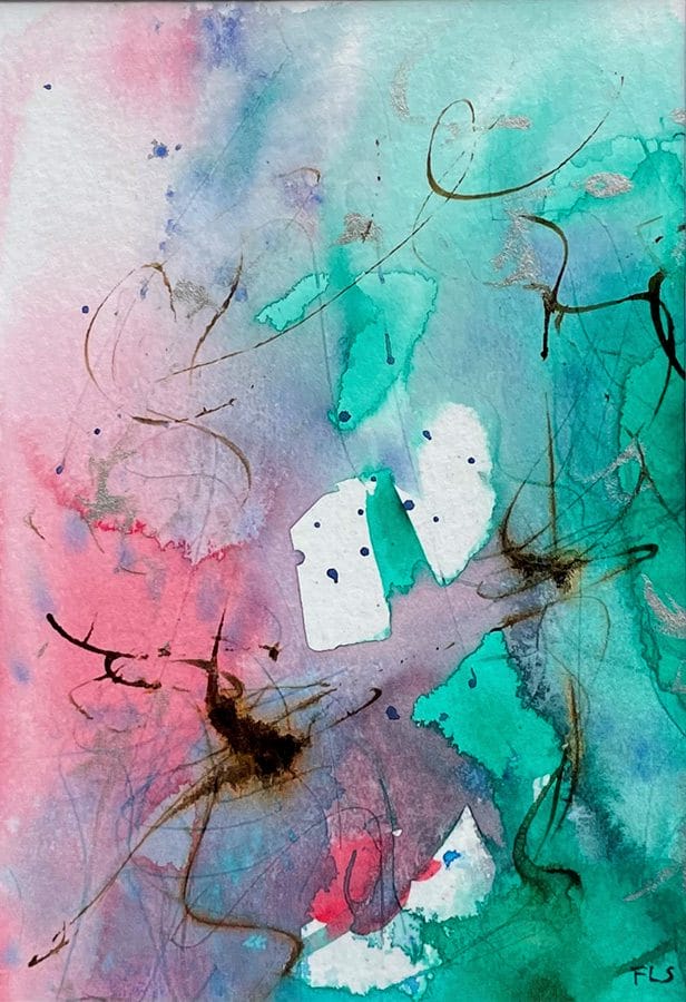 Small original acrylic artwork on watercolor paper
