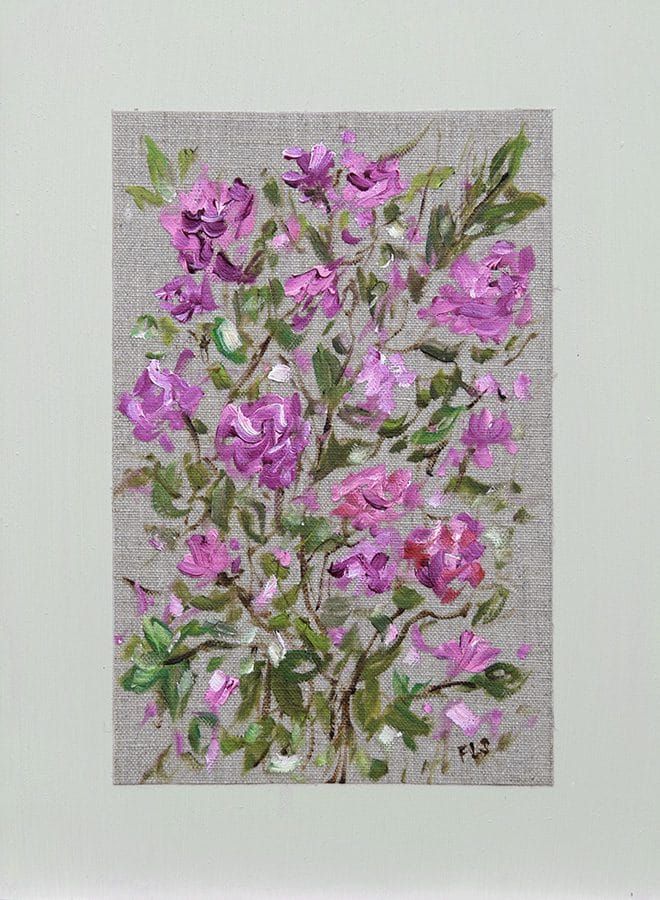 Add a touch of beauty to your home with this stunning floral oil painting on linen. Hand painted and framed, this original artwork is a true masterpiece.