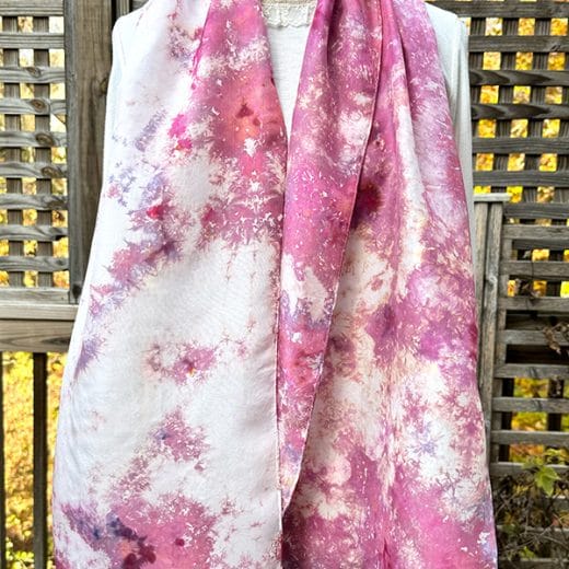 Women's ice dyed pink silk scarf
