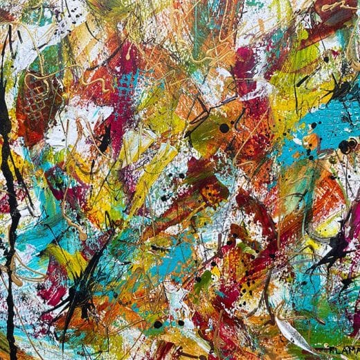 Original abstract painting on wood panel size 8" x 10"
