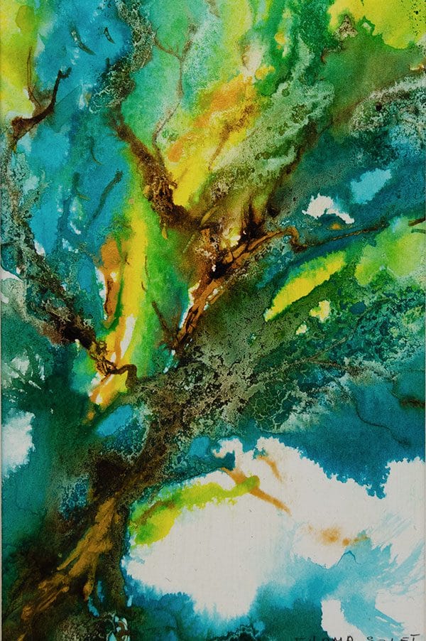 Contemporary acrylic painting on watercolor paper