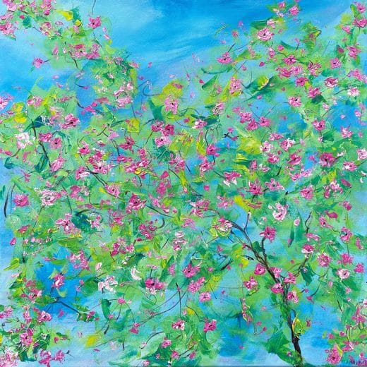 Colorful original impressionist floral painting spring blossoms