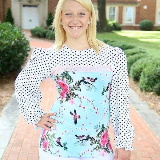 Upgrade your wardrobe with our stunning women's floral and bird print long sleeve t-shirt. Feminine, flattering, and made to order in the USA. Shop now!