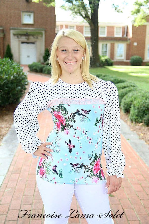 Upgrade your wardrobe with our stunning women's floral and bird print long sleeve t-shirt. Feminine, flattering, and made to order in the USA. Shop now!