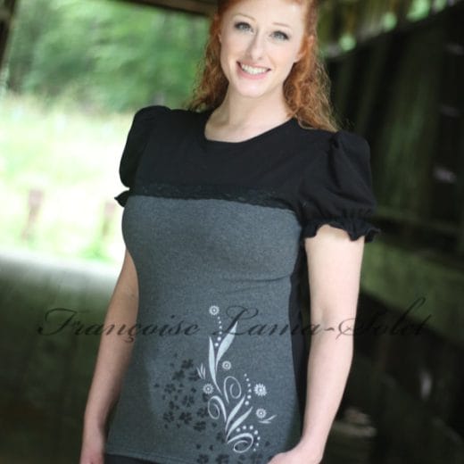 Experience the perfect blend of romance and elegance with our women's handmade black and grey puff sleeve romantic top. Shop now!