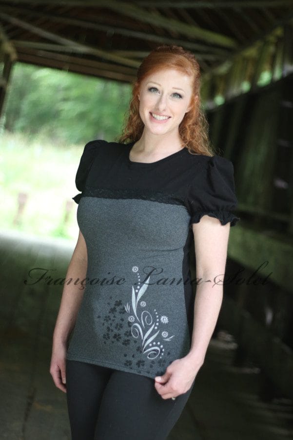 Experience the perfect blend of romance and elegance with our women's handmade black and grey puff sleeve romantic top. Shop now!