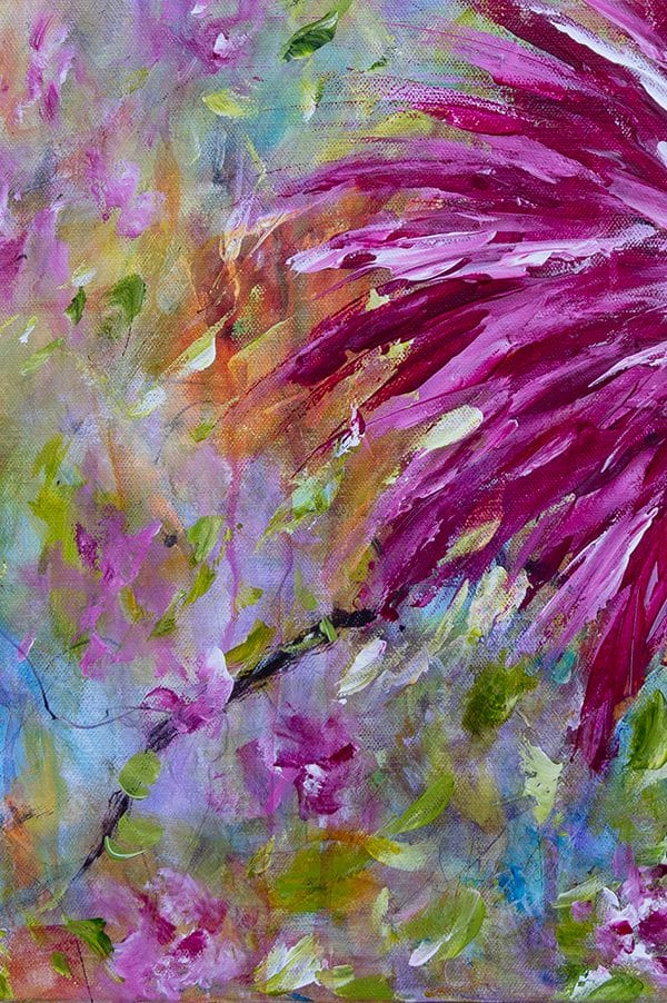 Elevate your walls with our impressionist floral painting. It features a hand-painted design that requires no framing for easy display!