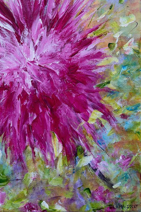 Elevate your walls with our impressionist floral painting. It features a hand-painted design that requires no framing for easy display!
