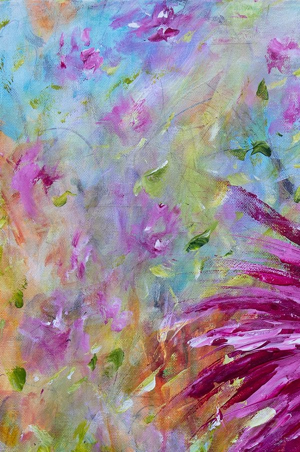 Elevate your walls with our impressionist floral painting. It features a hand-painted design that requires no framing for easy display!