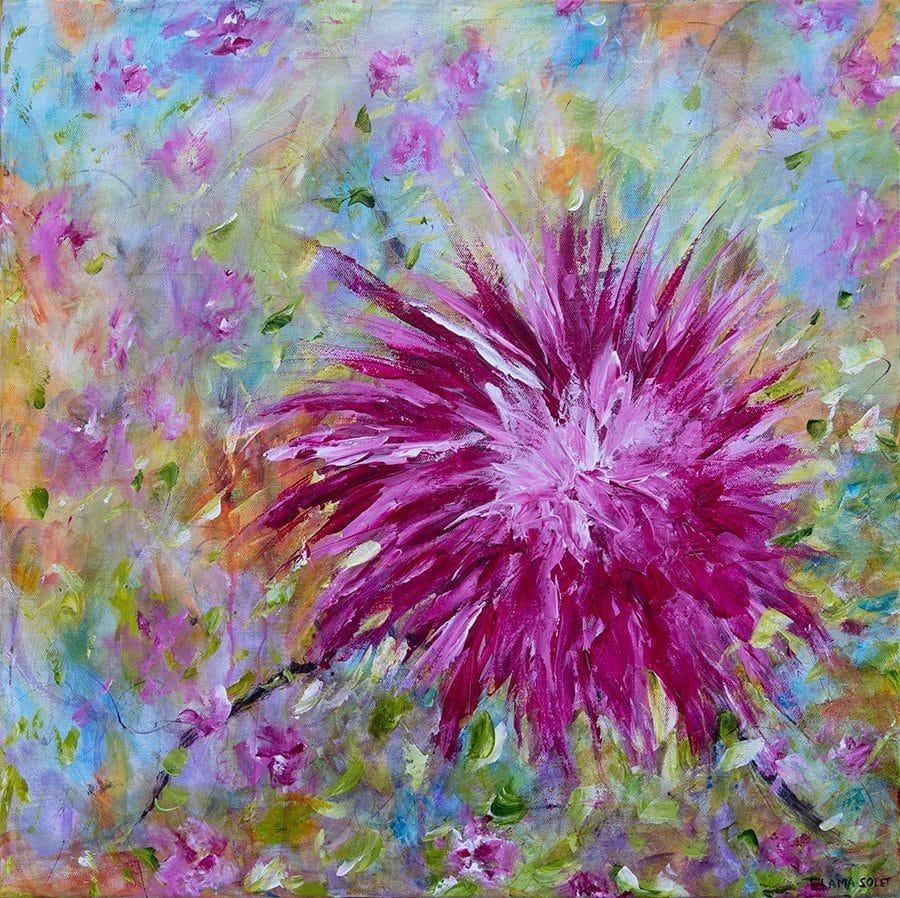 Elevate your walls with our impressionist floral painting. It features a hand-painted design that requires no framing for easy display!