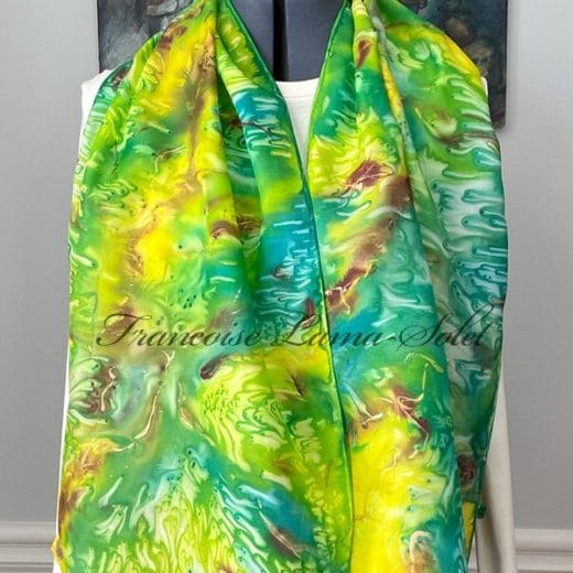 Women's hand painted art silk scarf.