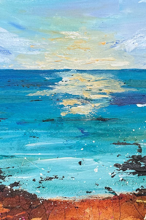 Vibrant and Organic: Original Mixed Media Seascape Painting