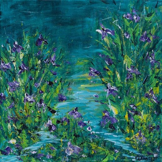 Irises by the Pond - 10" x 10"