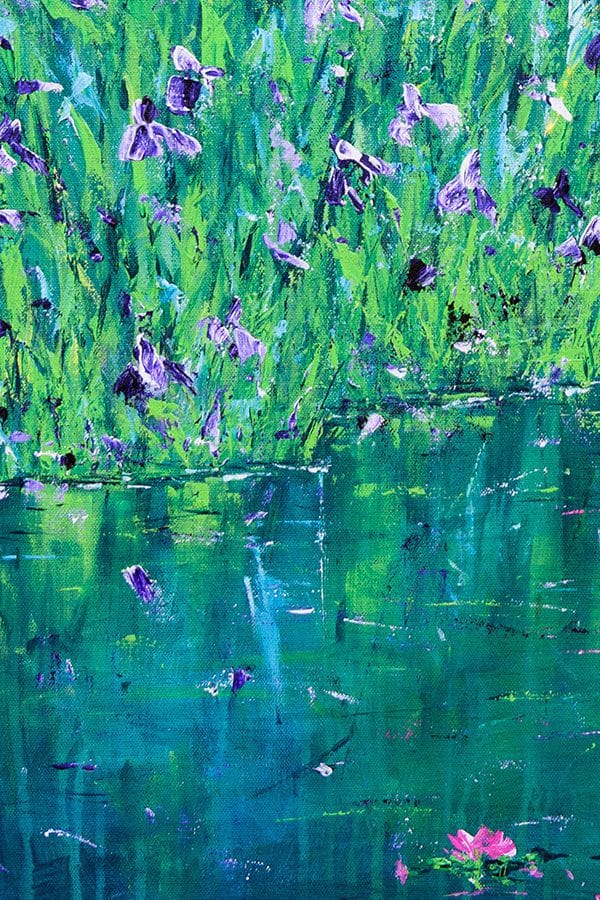 Irises by the Lily Pond - 30" x 30" - Image 7