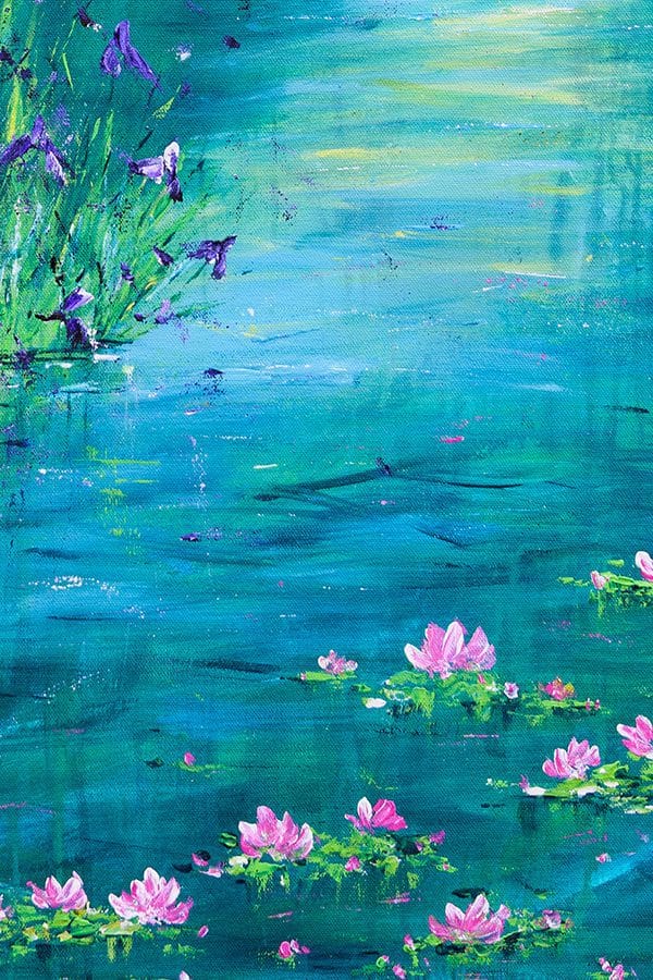Irises by the Lily Pond - 30" x 30" - Image 5
