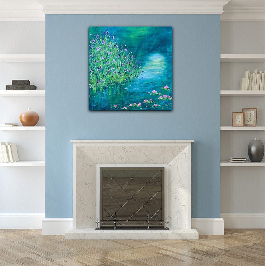 Irises by the Lily Pond - 30" x 30" - Image 4