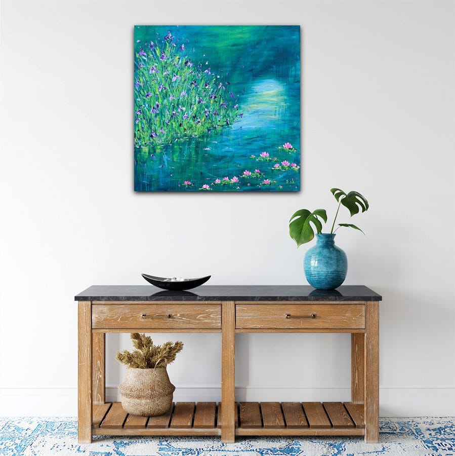 Irises by the Lily Pond - 30" x 30" - Image 2