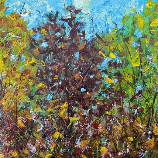 original impressionist landscape painting of trees in the fall