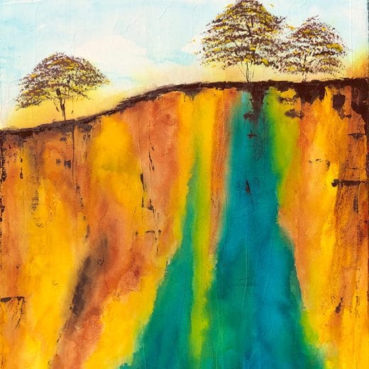 Abstract waterfall painting on canvas 16" x 20"