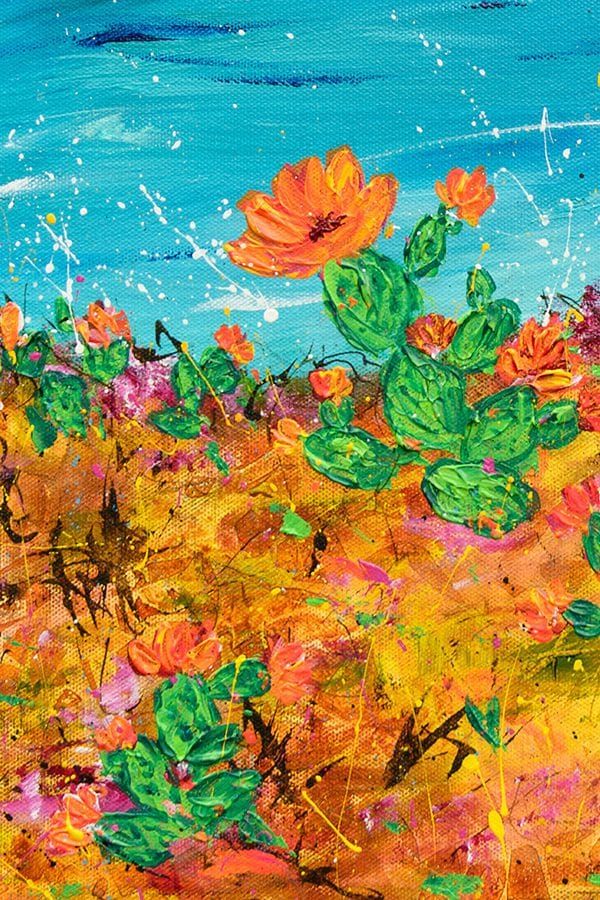Cactus Blooms on Ocean Trails - 16" x 16" - Image 4