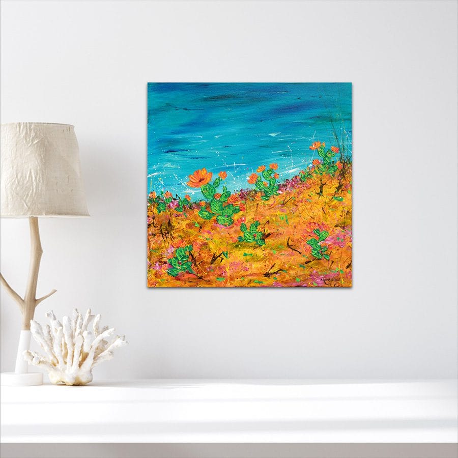 Cactus Blooms on Ocean Trails - 16" x 16" - Image 3
