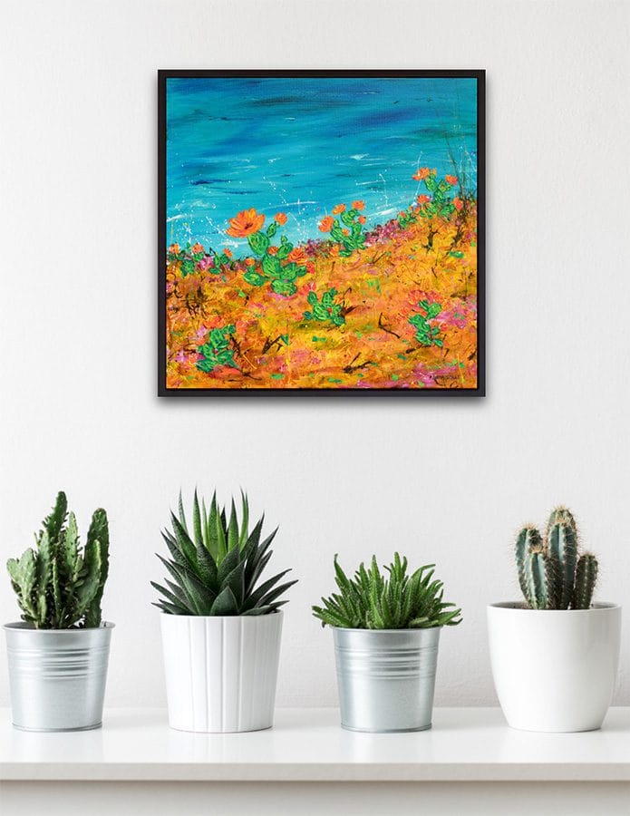 Cactus Blooms on Ocean Trails - 16" x 16" - Image 2