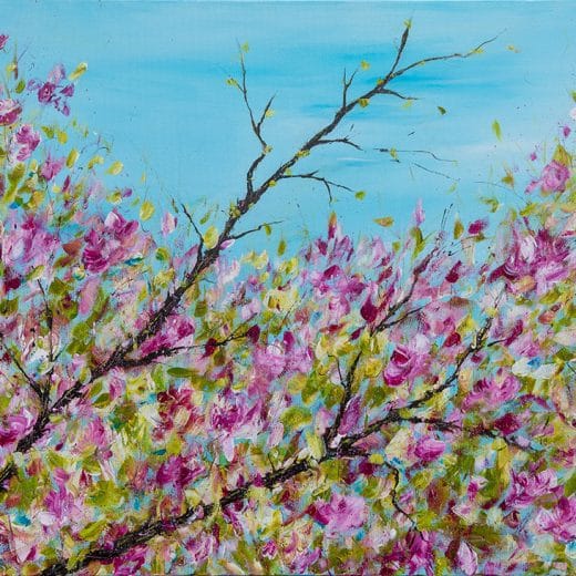 Impressionist painting of cherry blossoms on canvas 24" x 30"