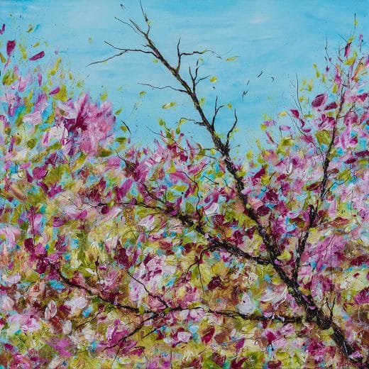 Impressionist floral painting inspired by cherry blossoms