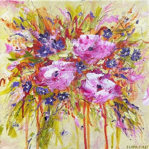 Vibrant impressionist floral painting on canvas