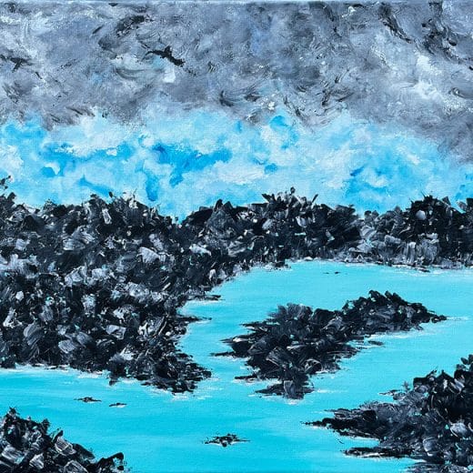 Abstract landscape painting inspired by the Blue Lagoon in Iceland