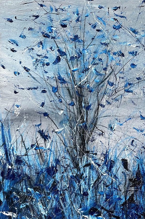 Transform your space with this captivating Blue wildflowers painting. Enjoy the calming energy of this beautiful landscape artwork today!