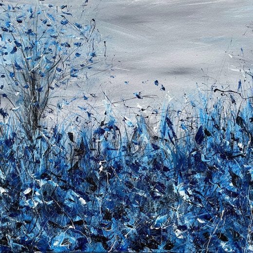 Dynamic monochromatic blue contemporary landscape painting