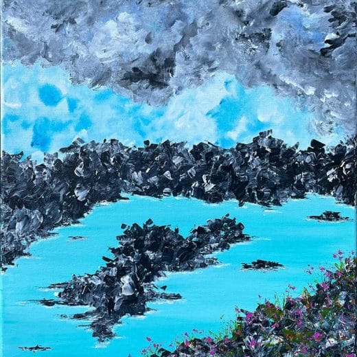 Original landscape acrylic artwork inspired by the Blue Lagoon in Iceland