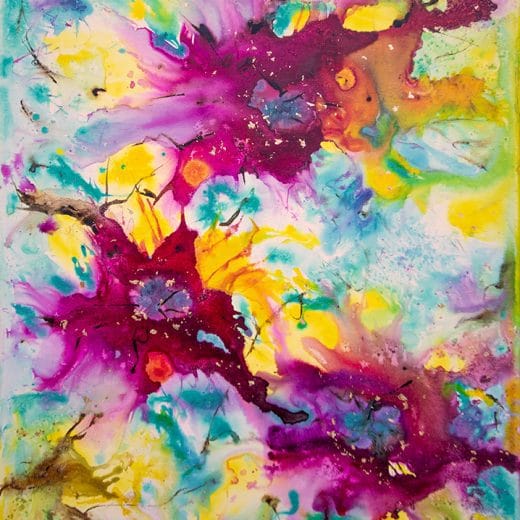 Vibrant original abstract floral painting on canvas size 16" x 20"