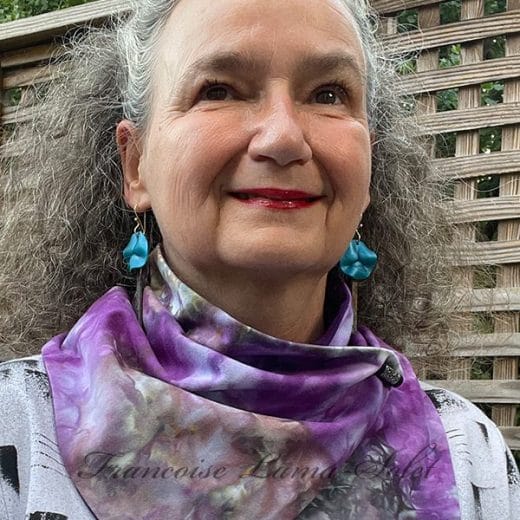 Women's purple handmade and ice dyed neck scarf