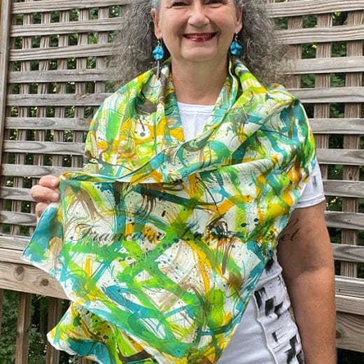 Women abstract expressionist hand painted silk scarf
