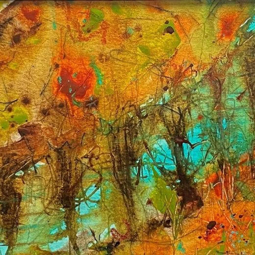 Original abstract landscape painting inspired by the trees reflecting in a creek