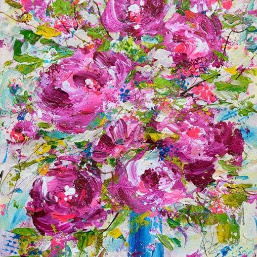 Colorful Original acrylic painting of a flower bouquet on watercolor paper size 8" x 10"