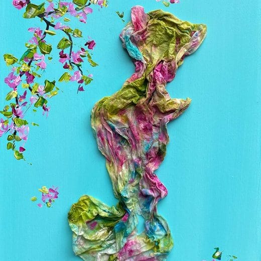 Original 3D artwork on wood panel size 8" x 10"