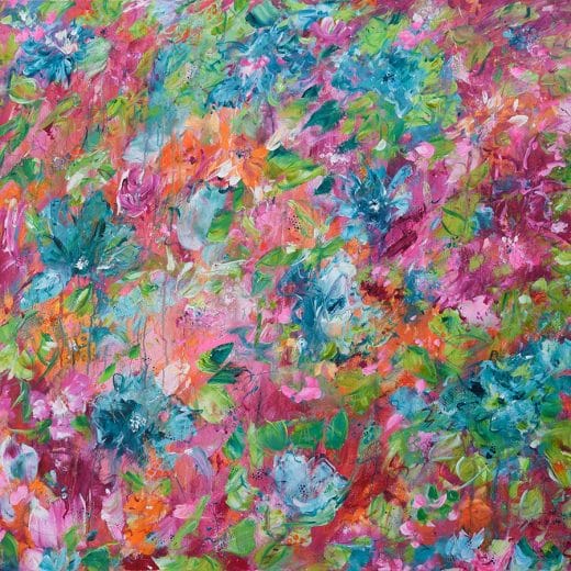 Vibrant Abstract Floral Painting: Bursting with Color and Energy