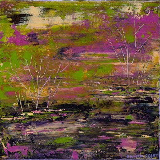 Contemporary original abstract landscape painting on canvas 10"x 10"