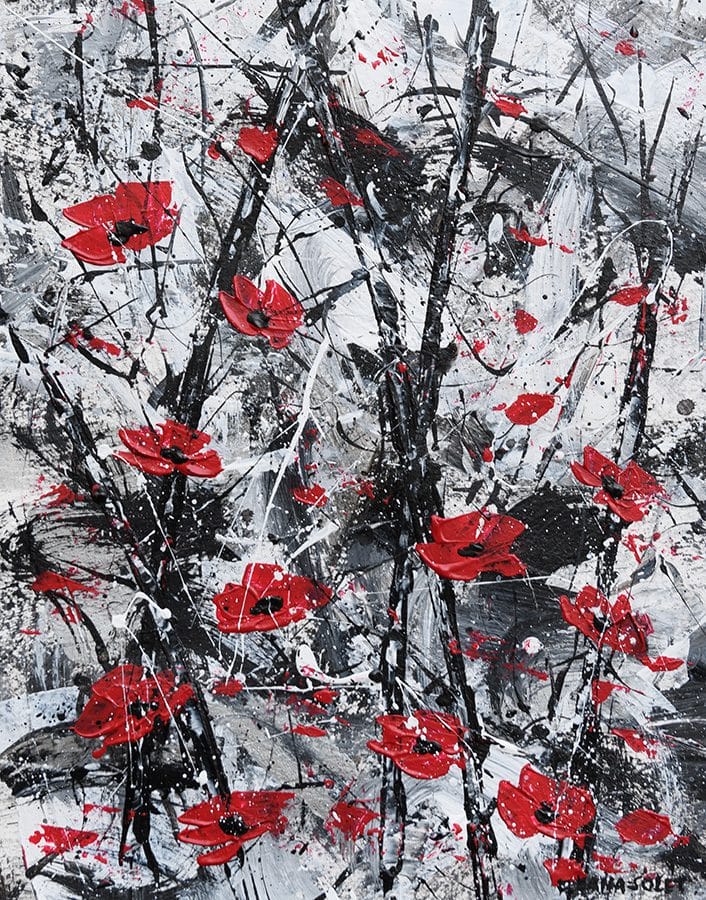 Poppies in the Forest #1 - 8" x 10"