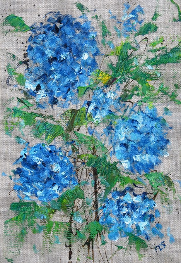 Blue Hydrangeas - 9" x 12" - Image 2