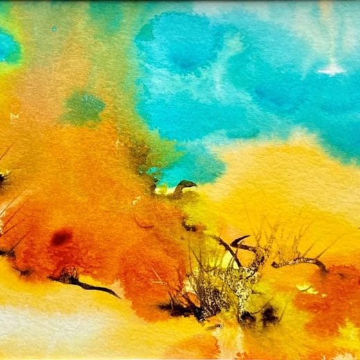 Small original abstract acrylic painting on watercolor paper size 5" x 7"