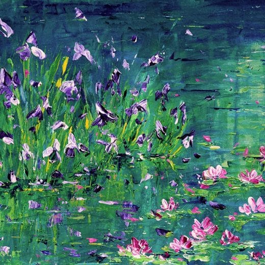Irises by the Lily Pond - 8" x 10"