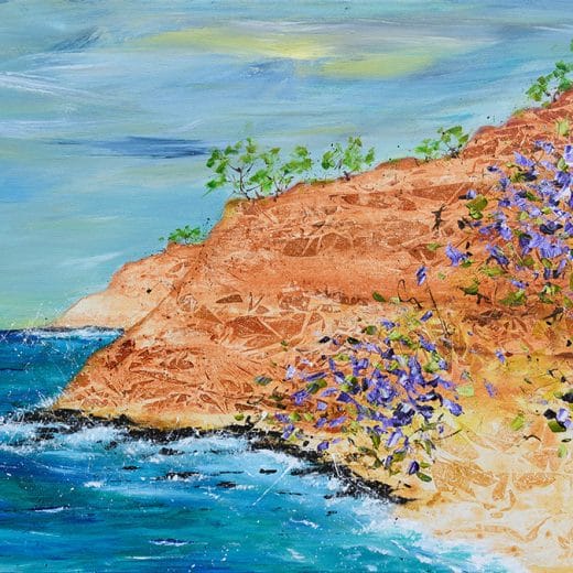 Original acrylic seascape painting inspired by the cliffs of Torrey Pines in San Diego